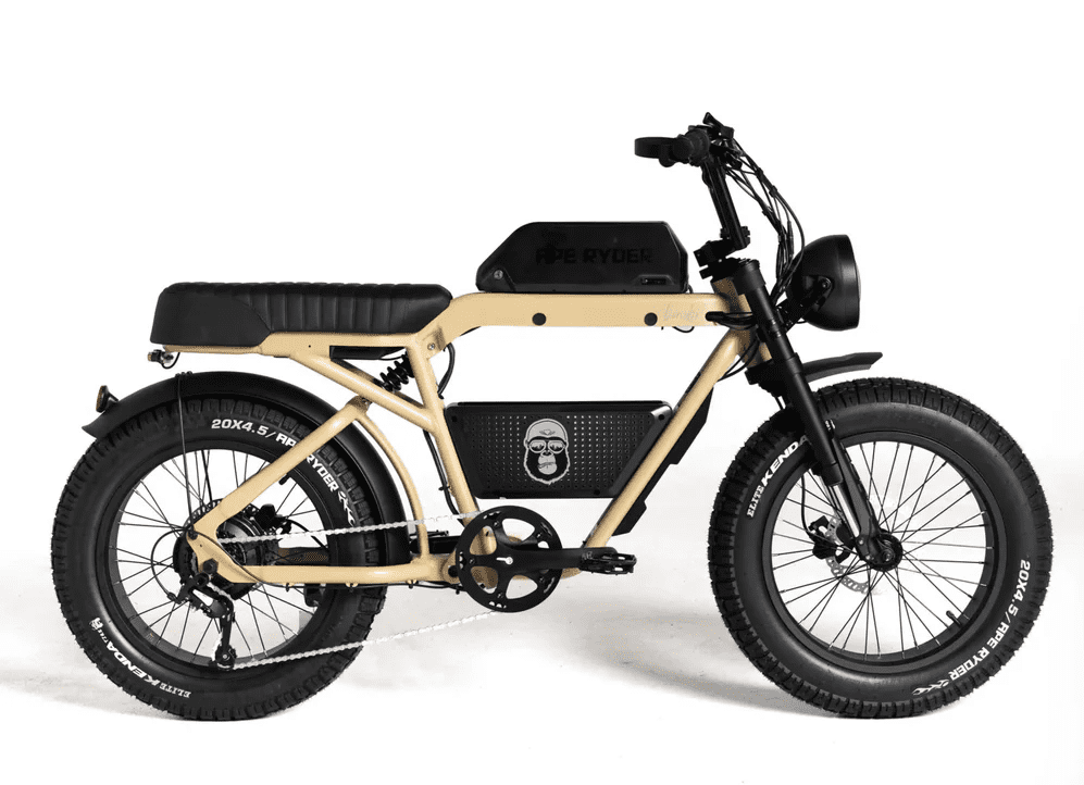 Bicicletă electrică APE RYDER BONOBO SAND – motor 250W, autonomie 70 km, viteză 25 km/h Bicicletă electrică APE RYDER BONOBO SAND cu motor 250W, viteză maximă 25 km/h și autonomie până la 70 km – e-bike urbană modernă, eco-friendly.