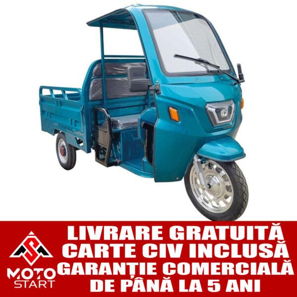 tricicleta electrica kuba gl35000, putere motor 1500 w, baterie de 72v/58ah, autonomie 60 70 km, fara permis, viteza 25km/h, culoare albastru, carte rar inclusa