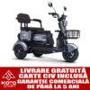 triciclu electric kuba grape 15, putere motor 500 w, baterie 60v/32ah, autonomie 40 km, fara permis, viteza 25 km/h, culoare gri, carte rar inclusa