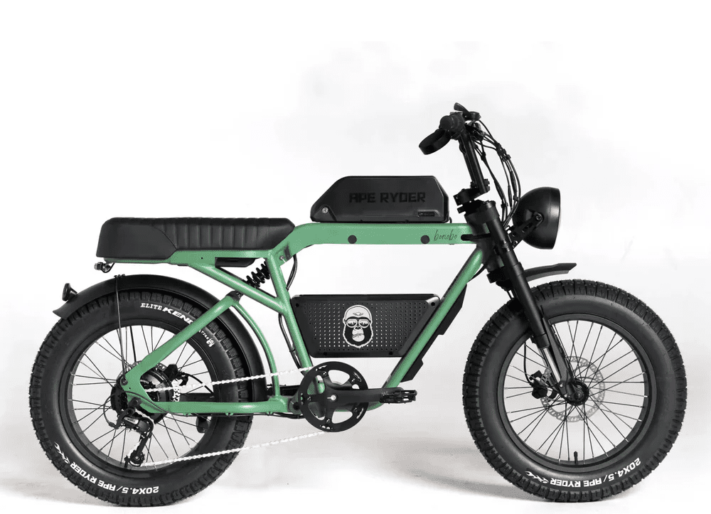 Bicicletă electrică APE RYDER BONOBO FOREST – motor 250W, autonomie 70 km, viteză 25 km/h Bicicletă electrică APE RYDER BONOBO FOREST cu motor 250W, viteză maximă 25 km/h și autonomie până la 70 km – e-bike urbană modernă, eco-friendly