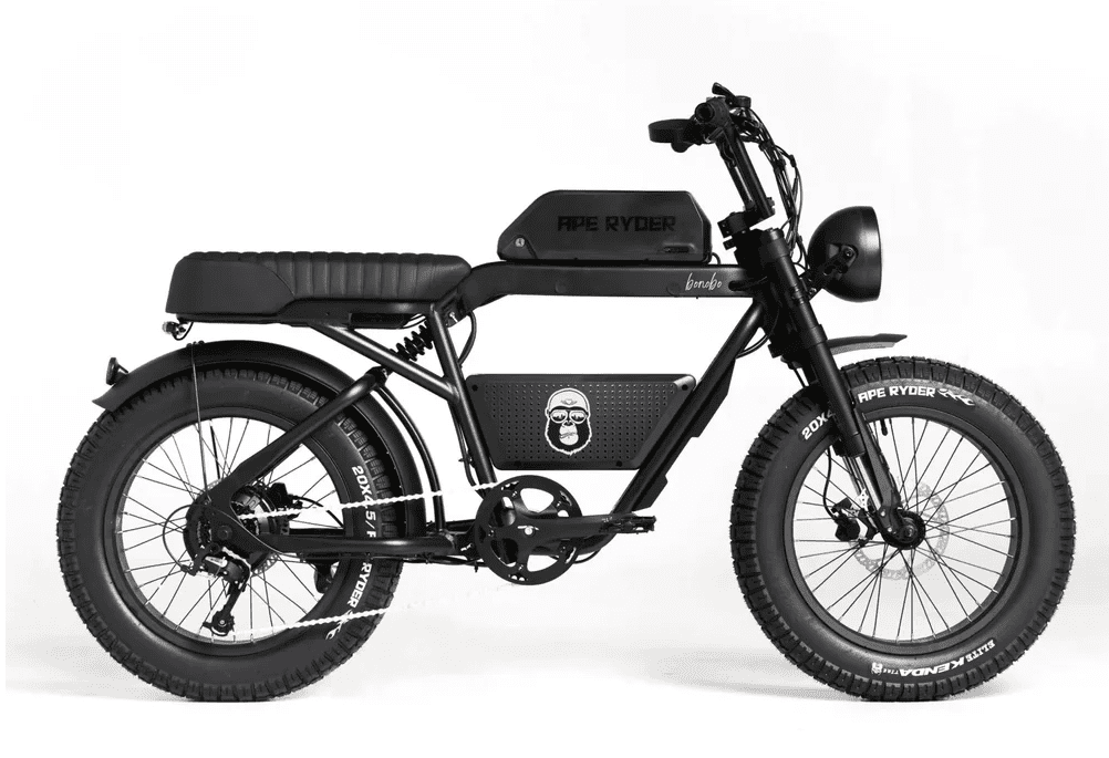 Bicicletă electrică APE RYDER BONOBO MIDNIGHT – motor 250W, autonomie 70 km, viteză 25 km/h Bicicletă electrică APE RYDER BONOBO MIDNIGHT cu motor 250W, viteză maximă 25 km/h și autonomie până la 70 km – e-bike urbană modernă, eco-friendly