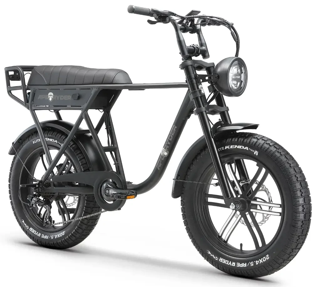 APE RYDER A10 - Bicicletă electrică Fat Bike 250W Black Bicicletă electrică APE RYDER A10 neagră cu motor 250W, baterie 36V 10Ah și anvelope Fat Bike 20 x 4.5 inch