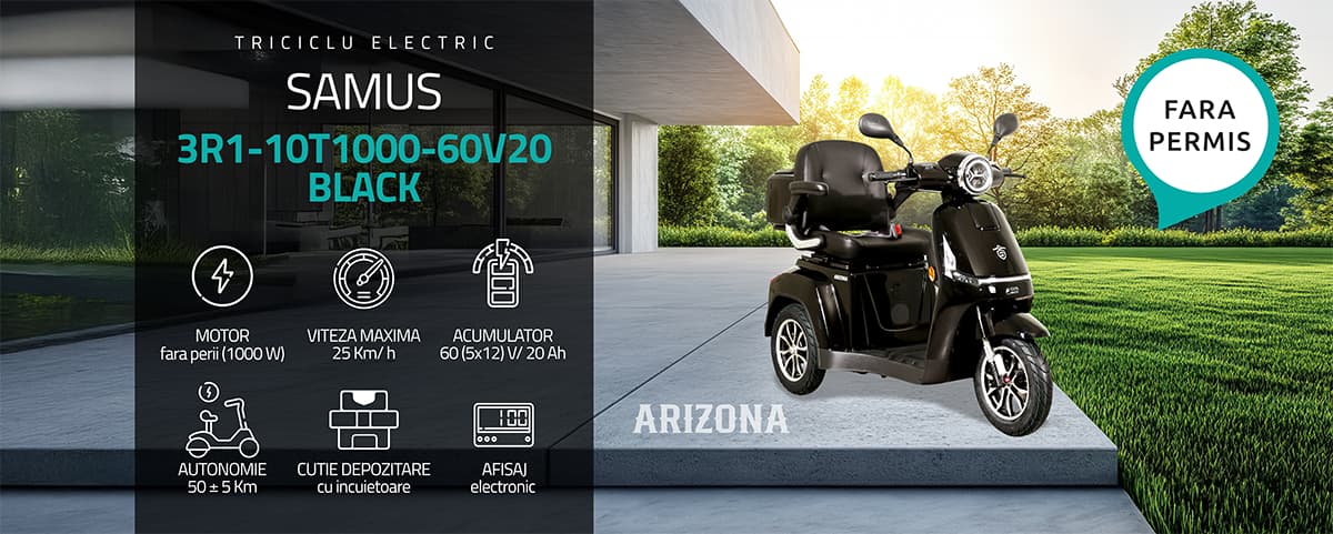 Triciclu electric Samus Arizona Black banner principal