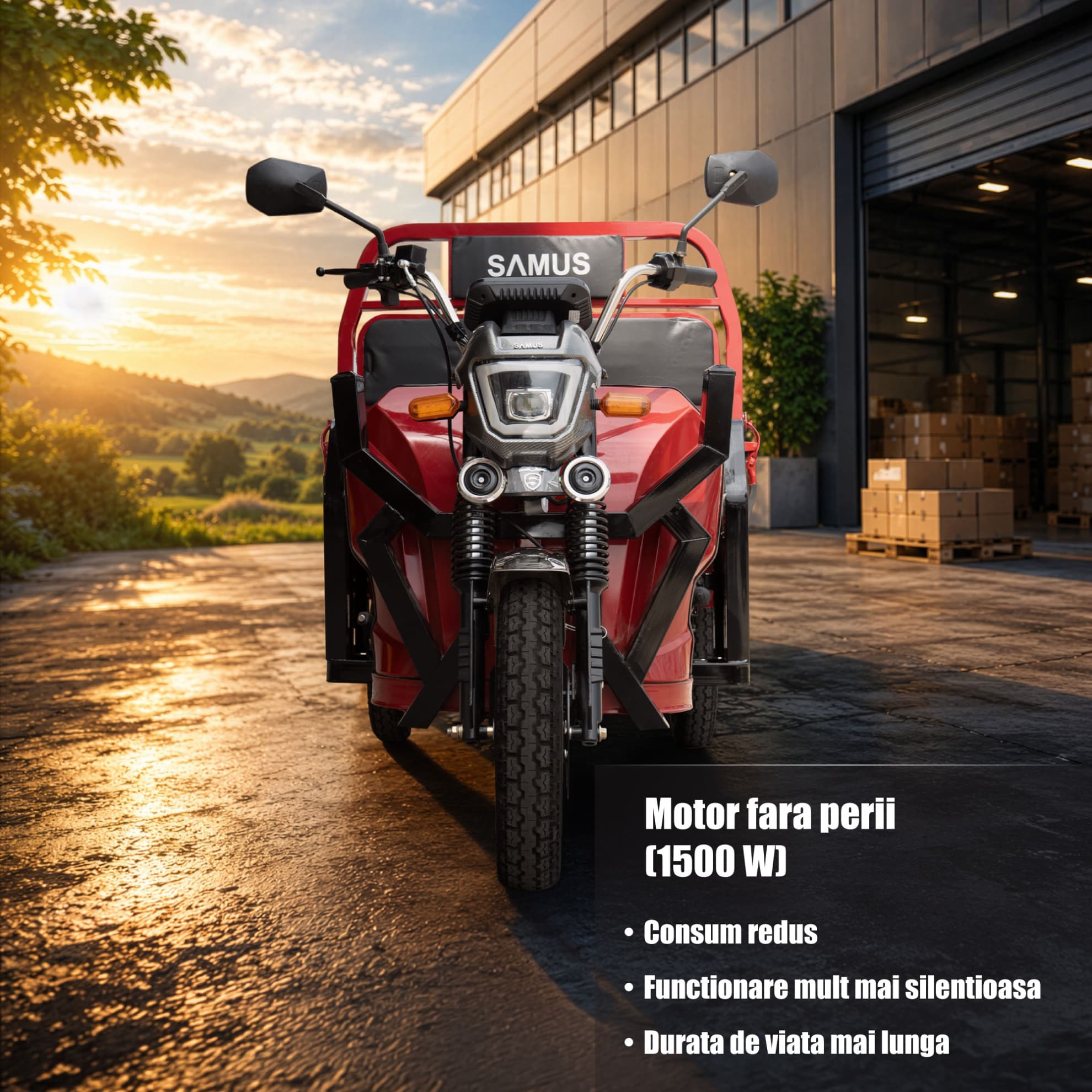 Motor electric fără perii triciclu cargo Samus Montana 25 Red