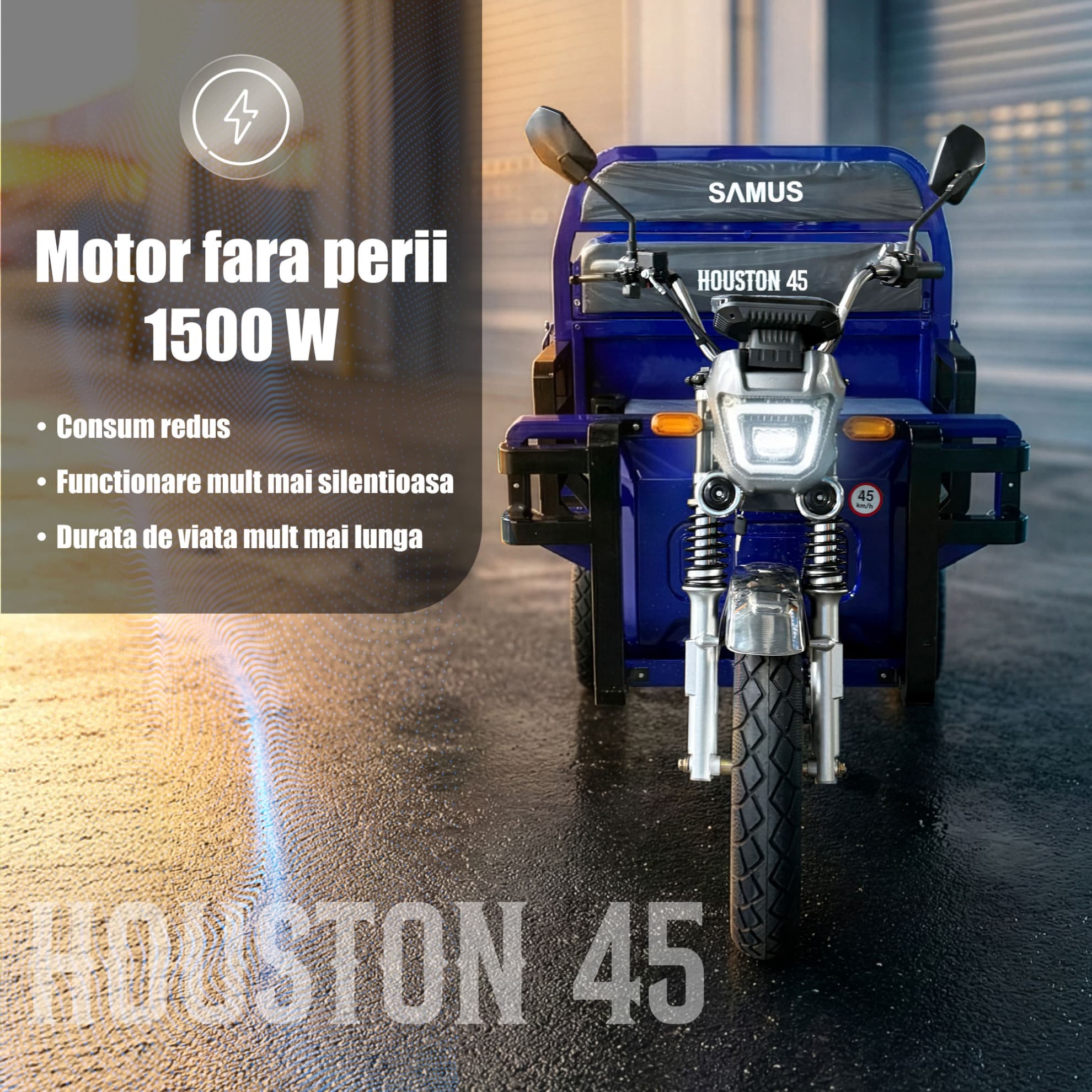 Motor electric fără perii 1500W pentru triciclu cargo Samus Houston 45 Blue