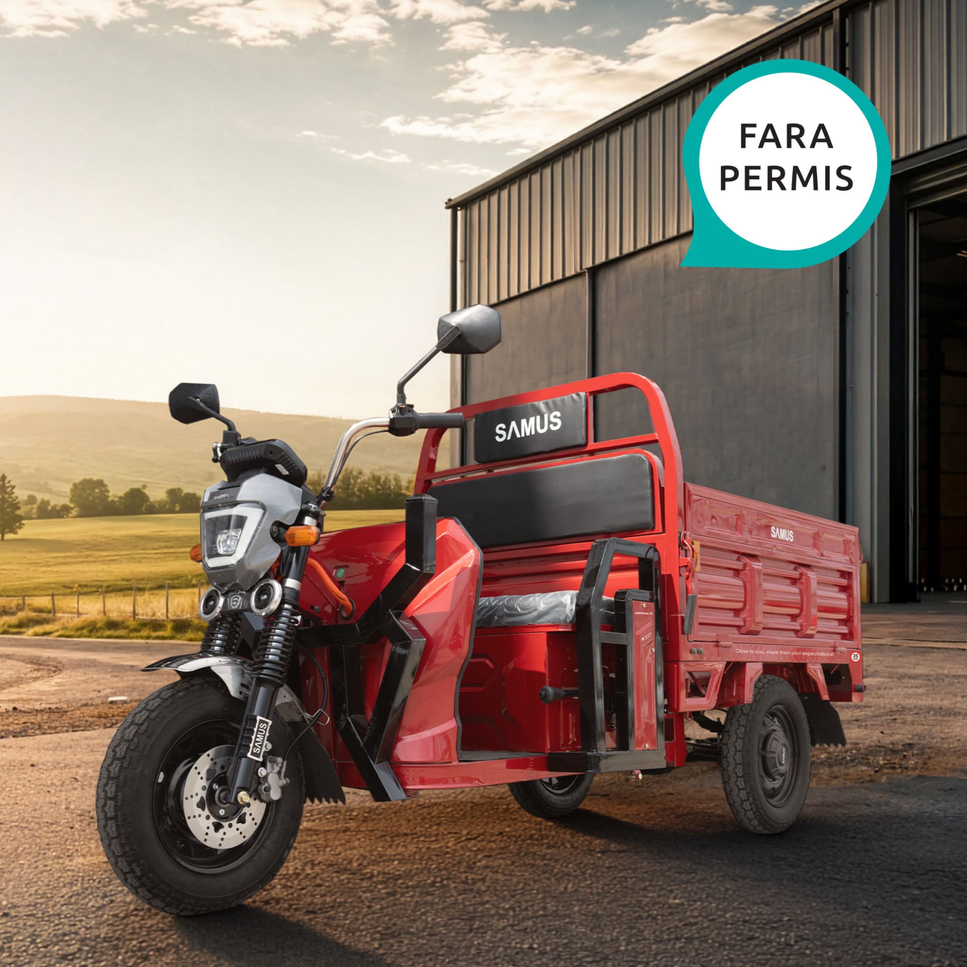 Triciclu electric cargo Samus Montana 25 Red utilizabil fără permis categoria AM