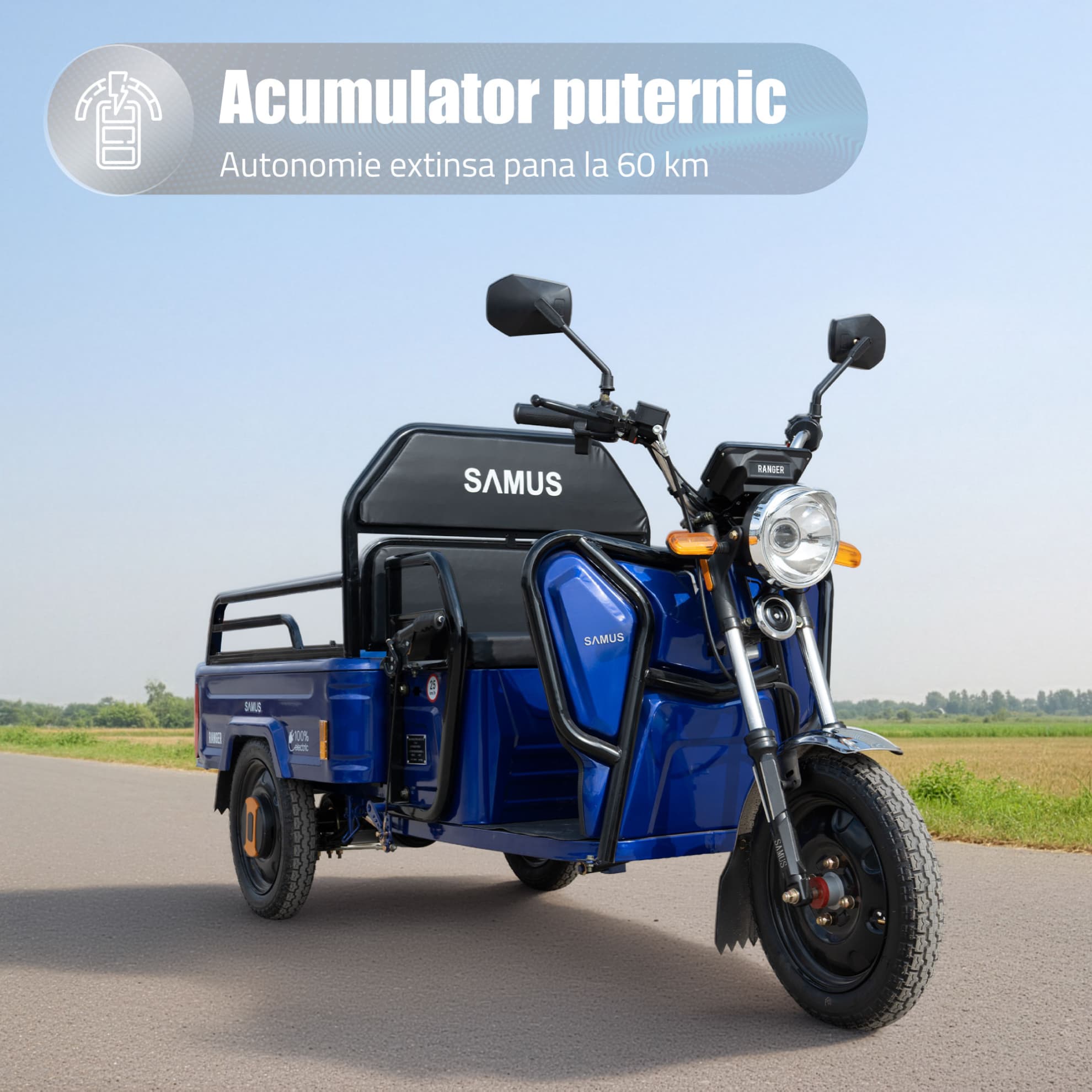 Acumulator puternic pentru triciclu electric cargo Samus Ranger 25 Blue
