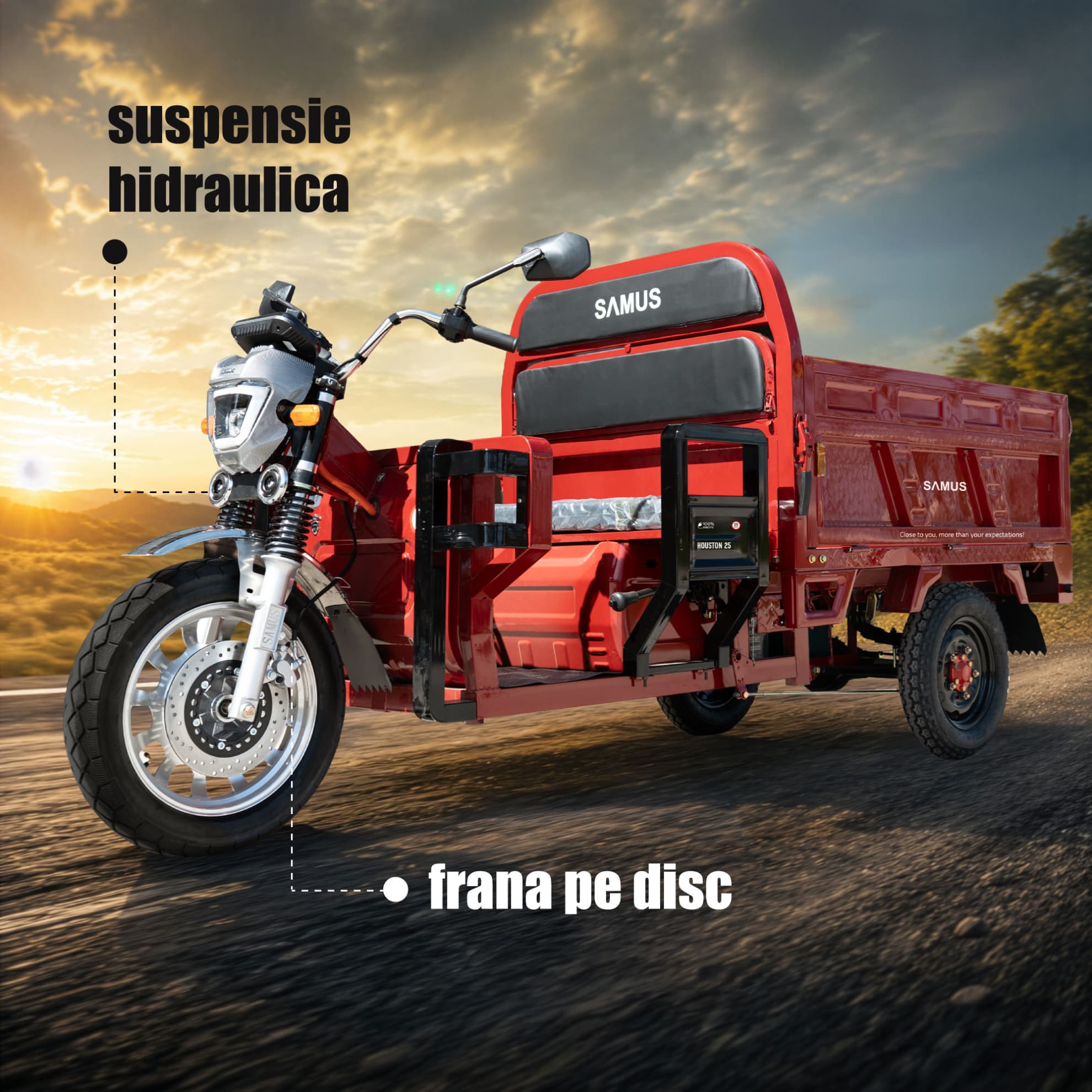Frână pe disc și suspensie hidraulică triciclu Samus Houston 25 Red