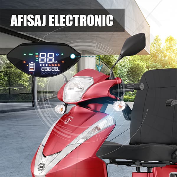 Afișaj digital bord triciclu electric Samus Dallas Roșu