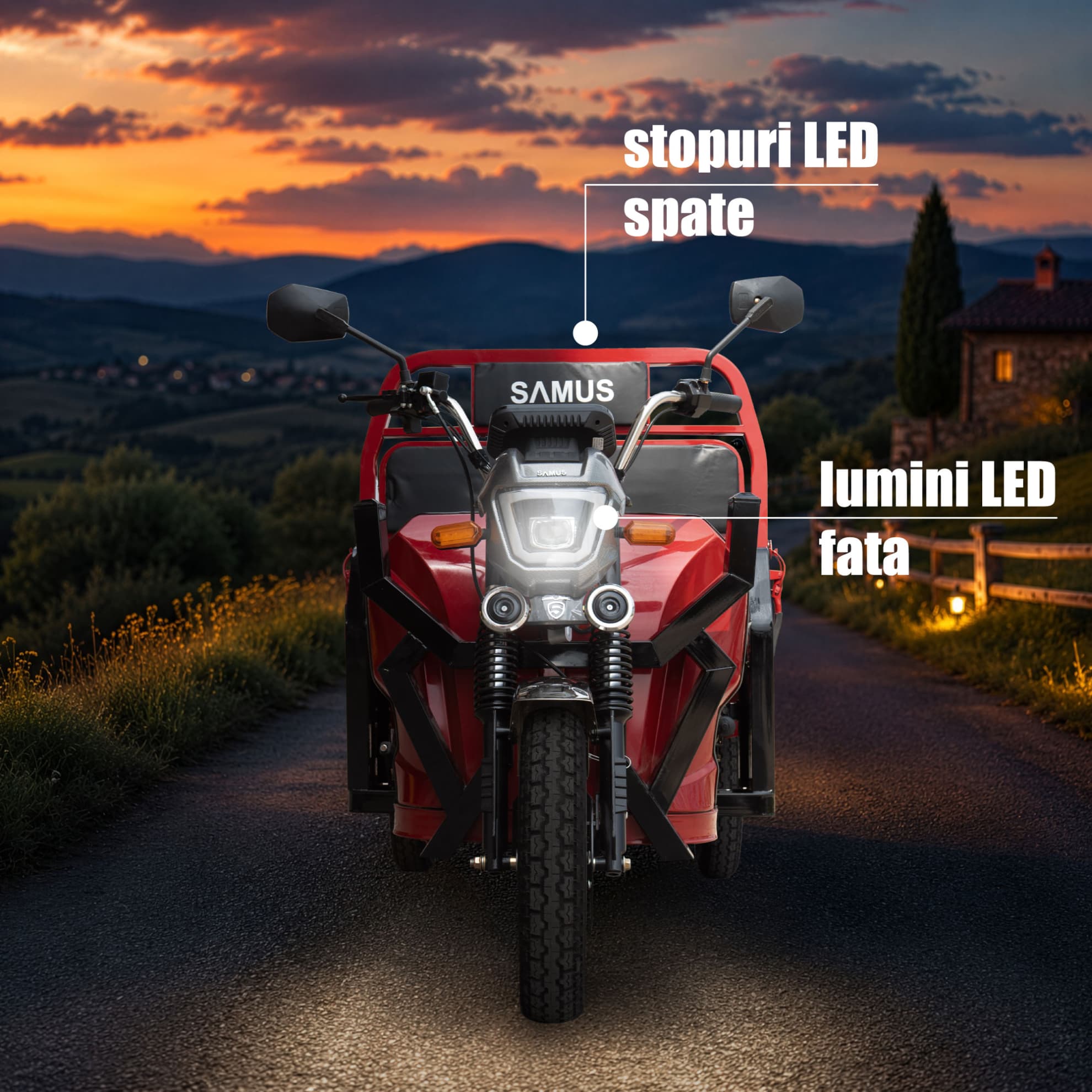 Sistem iluminat LED pentru triciclu electric cargo Samus Montana 25 Red