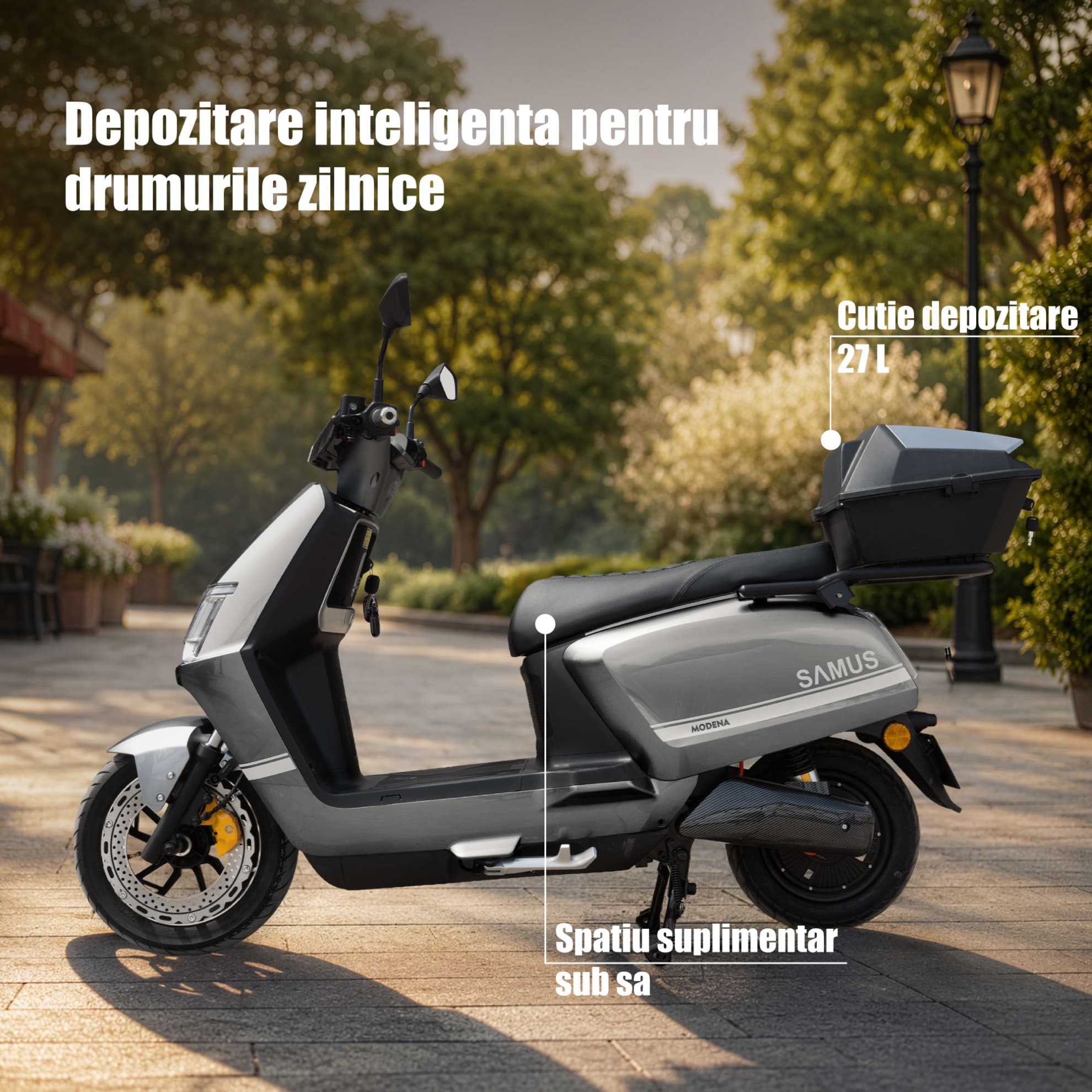 Spații depozitare scuter electric Samus Modena 25 Gri