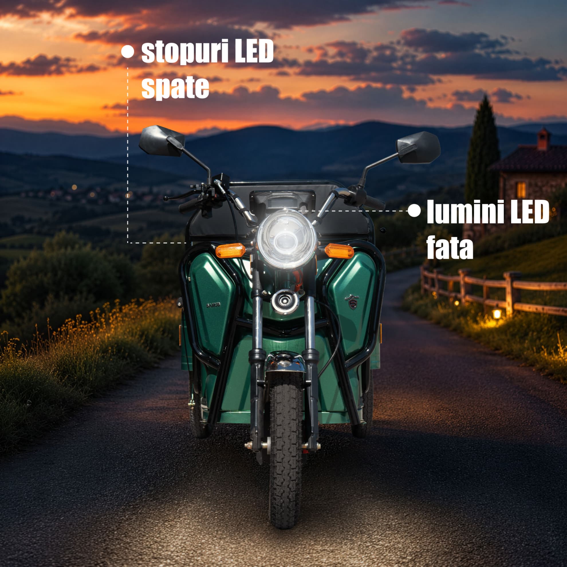 Sistem de iluminare LED triciclu electric cargo Samus Ranger 25 Verde