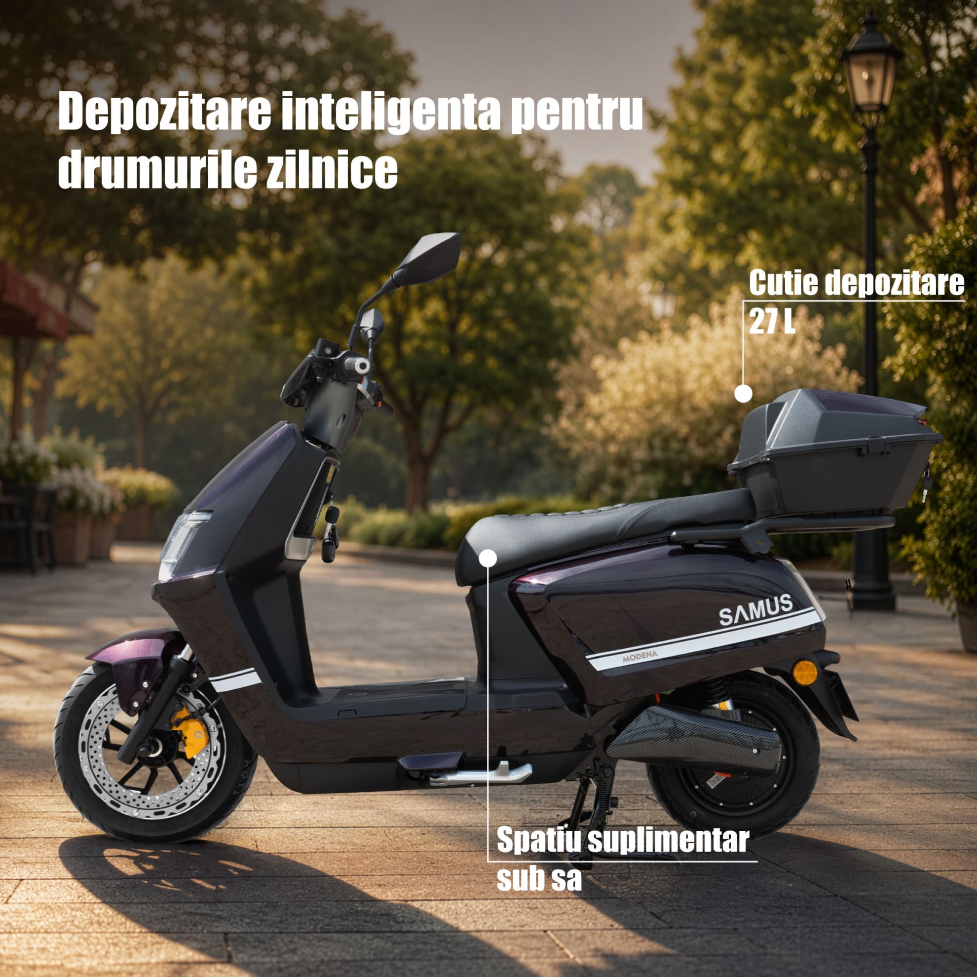 Spații depozitare scuter electric Samus Modena 25 Violet