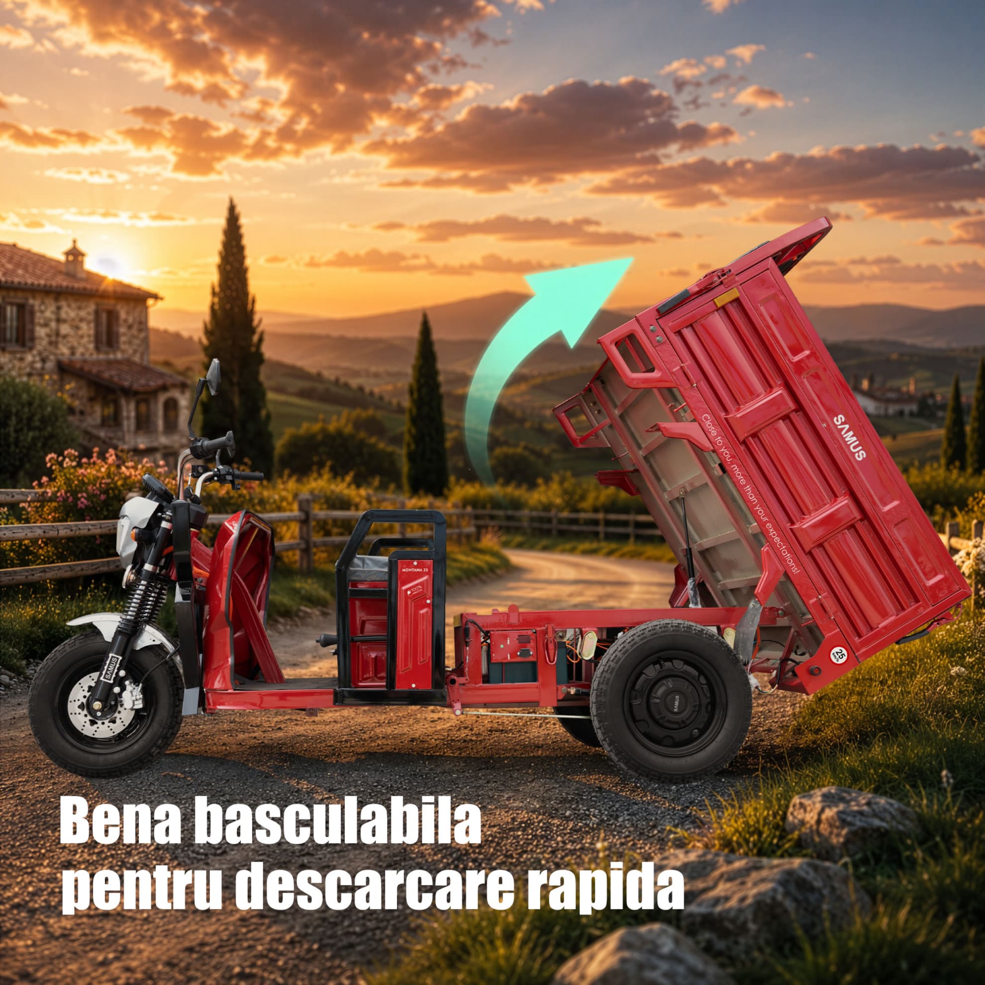 Benă basculabilă pentru triciclu electric cargo Samus Montana 25 Red