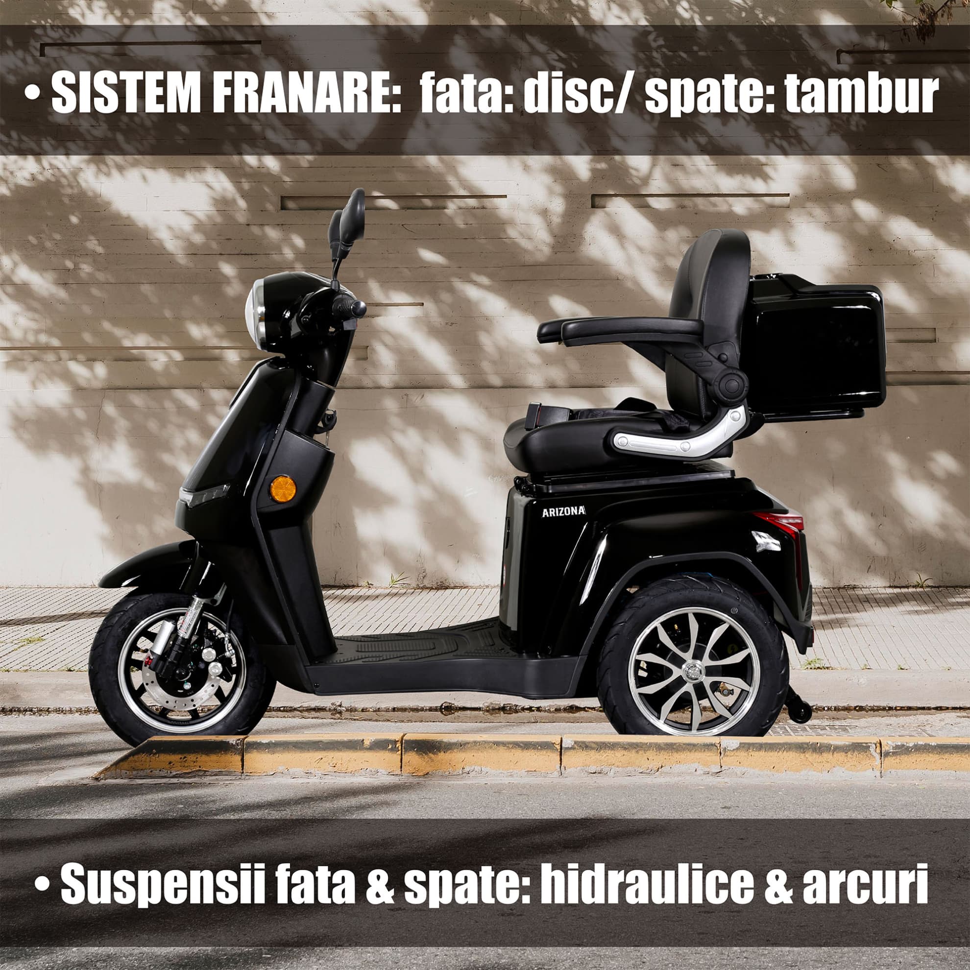 Sistem de frânare și suspensii triciclu electric Samus Arizona Black