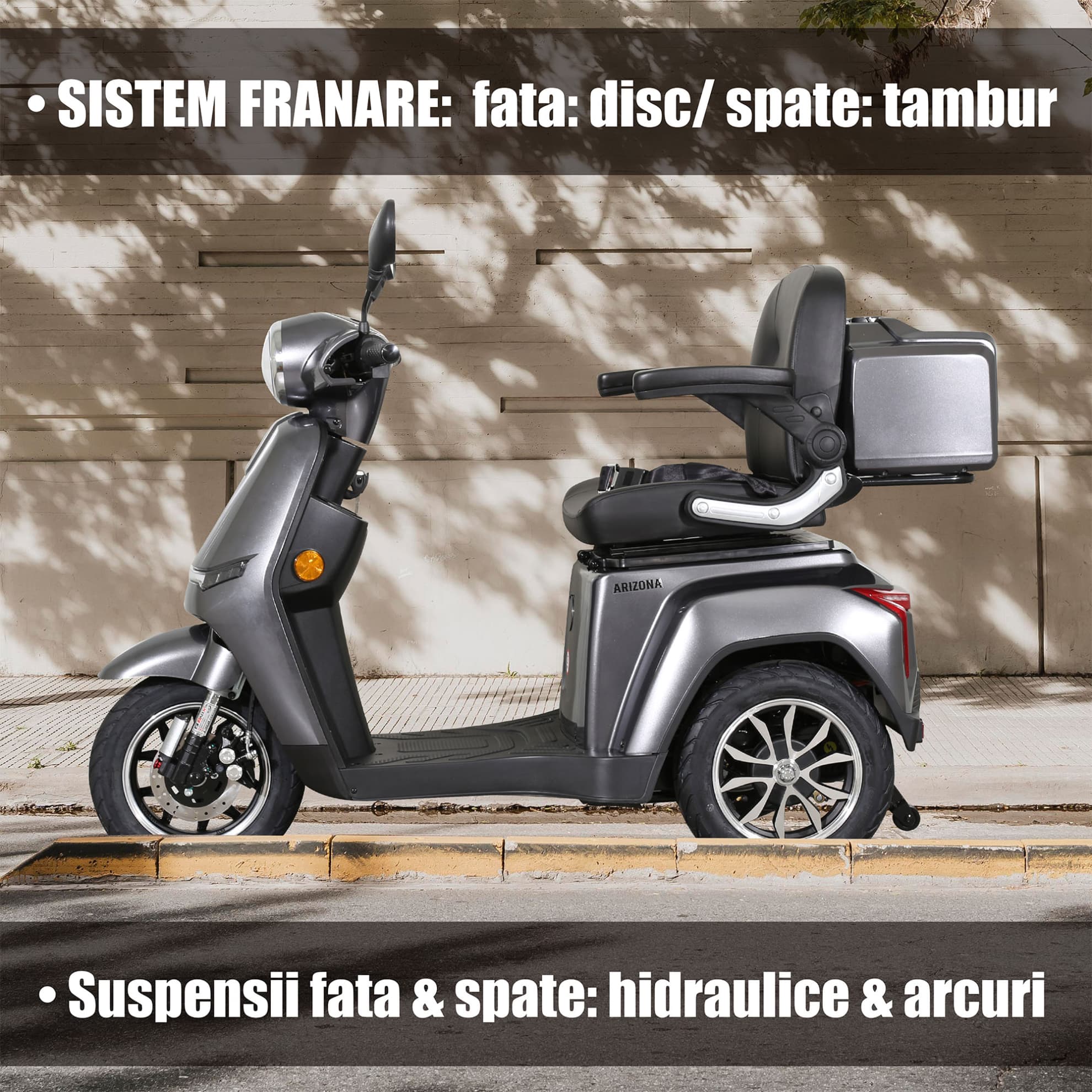 Sistem de frânare și suspensii triciclu electric Samus Arizona Silver
