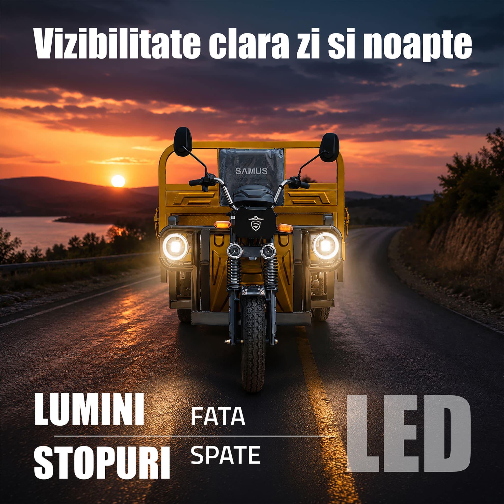 Vizibilitate LED triciclu electric Samus Texas Galben