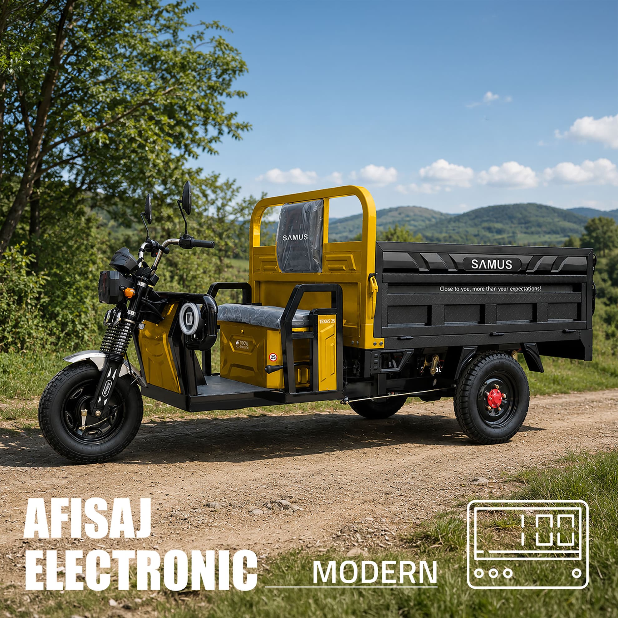Afișaj electronic LCD triciclu electric Samus Texas Galben