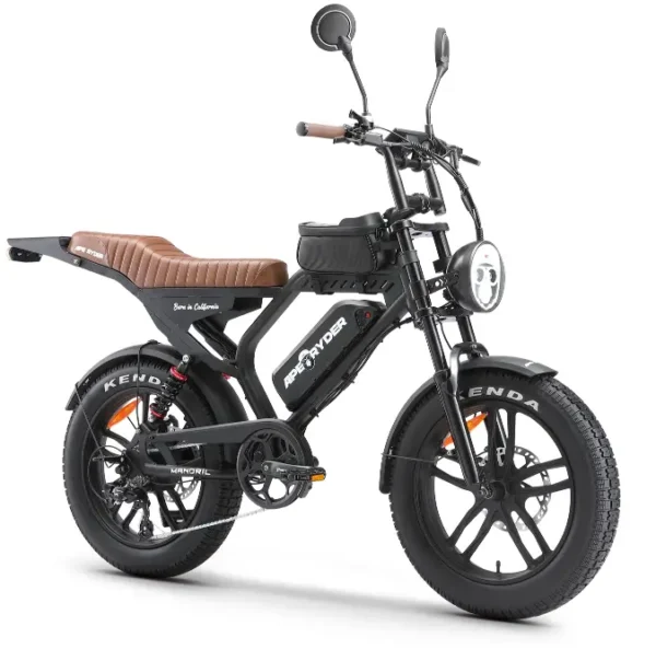 Bicicletă electrică APE RYDER MANDRILL Black cu motor Brushless 250W, baterie Li-Ion 48V/15Ah, autonomie până la 60 km și frâne hidraulice Karasawa.
