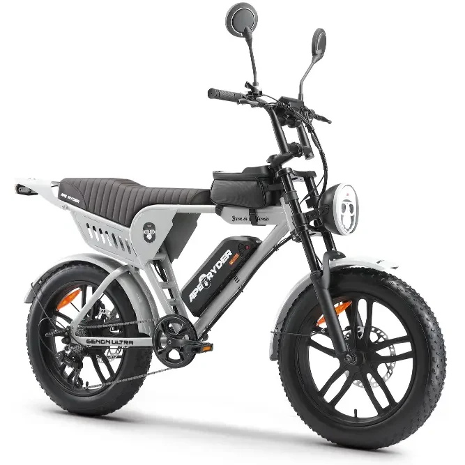 APE RYDER GENON ULTRA Grey – Bicicletă electrică 250W Bicicletă electrică APE RYDER GENON ULTRA Grey cu motor Brushless 250W, baterie Li-Ion 48V/15Ah, autonomie până la 60 km și transmisie Shimano cu 7 viteze.