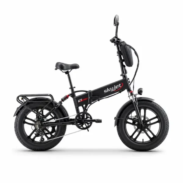 Bicicletă electrică SKY JET GTIII-PRO BLACK neagră, vedere laterală