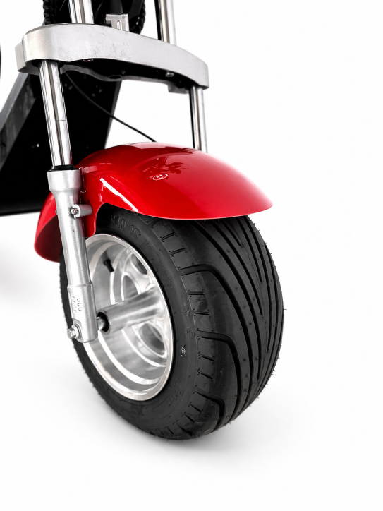 Roată față lată cu jantă și aripă roșie scuter electric SMARDA SE-07 Roată față lată cu jantă și aripă roșie scuter electric SMARDA SE-07
