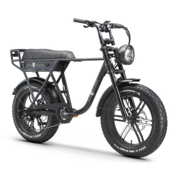 Bicicletă electrică APE RYDER A10 Anthracite Gray cu motor 250W, baterie 36V/10Ah, autonomie până la 60 km, roți de 20 inch și transmisie Shimano cu 7 viteze.
