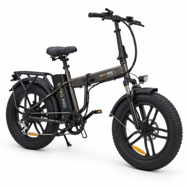 Bicicleta electrica SKY JET NITRO PRO BROWN, motor 250W, baterie 36V/10AH, viteza 25Km/h, autonomie 50 km, adulti, roti 20", display LCD, maro