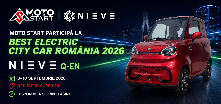 Moto Start participă cu mașina electrică NIEVE Q-EN la Best Electric City Car România 2026