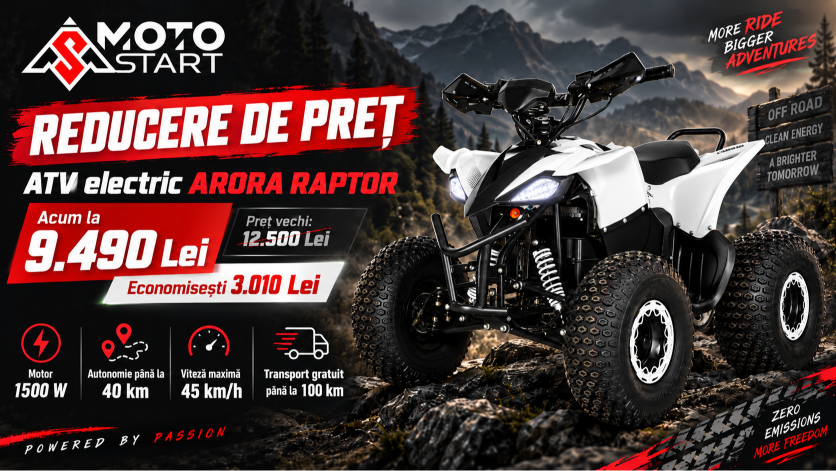 Reducere de preț la ATV-ul electric ARORA RAPTOR