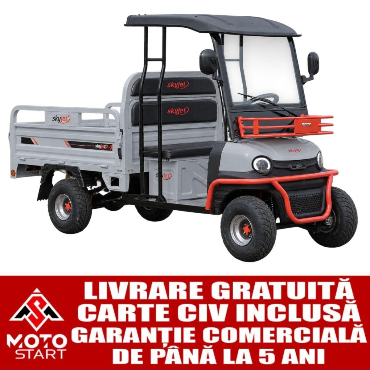 Cvadriciclu electric, camioneta SKY JET VIP CARGO GRAY, motor 3000 W, acumulator litiu-ion 72V/72Ah, viteza maxima 25 km/h, autonomie până la 90 Km, sarcina maxima 585 kg, 2 locuri, gri Cvadriciclu electric, camioneta SKY JET VIP CARGO GRAY, motor 3000 W, acumulator litiu-ion 72V/72Ah, viteza maxima 25 km/h, autonomie până la 90 Km, sarcina maxima 585 kg, 2 locuri, gri