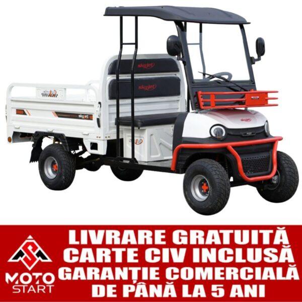 Cvadriciclu electric, camioneta SKY JET VIP CARGO, WHITE, motor 3000 W, acumulator litiu-ion 72V/72Ah, viteza maxima 25 km/h, autonomie pana la 90 Km, sarcina maxima 585 kg, 2 locuri, alb
