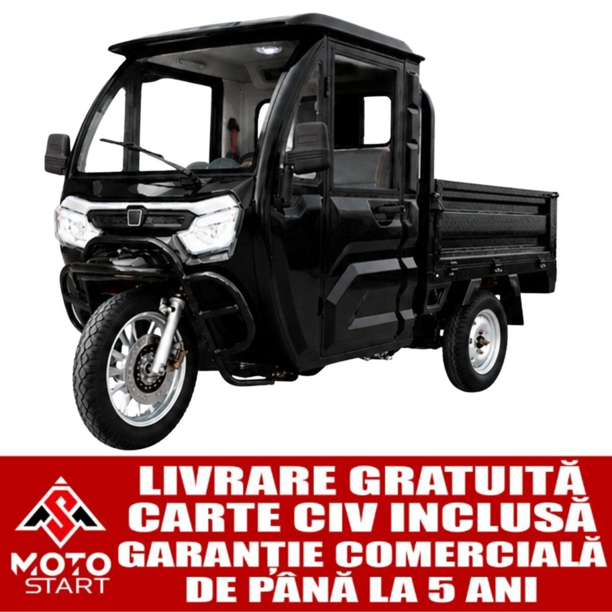 Triciclu electric, tricicleta cu cabină 3PLUSMOTO XF2200DZH, 3+KH06 BLACK, motor 2000 W, acumulator 72V/58Ah, viteza maxima 25 km/h, autonomie 59 km, afisaj LCD, 1 loc, negru Triciclu electric, tricicleta cu cabină 3PLUSMOTO XF2200DZH, 3+KH06 BLACK, motor 2000 W, acumulator 72V/58Ah, viteza maxima 25 km/h, autonomie 59 km, afisaj LCD, 1 loc, negru