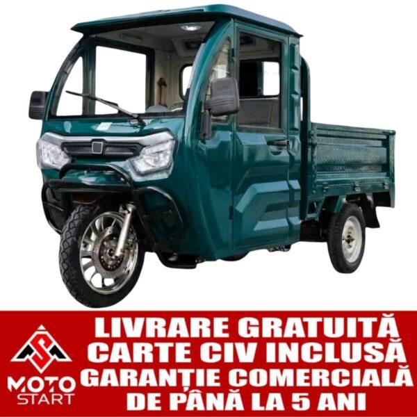 Triciclu electric, tricicleta cu cabină 3PLUSMOTO XF2200DZH, 3+KH06 BLUE, motor 2000 W, acumulator 72V/58Ah, viteza maxima 25 km/h, autonomie 59 km, afisaj LCD, 1 loc, albastru