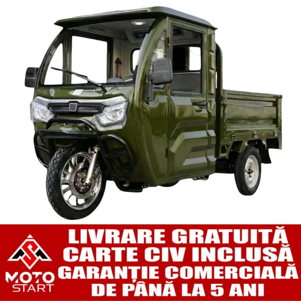 Triciclu electric, tricicleta cu cabină 3PLUSMOTO XF2200DZH, 3+KH06 GREEN Triciclu electric, tricicleta cu cabină 3PLUSMOTO XF2200DZH, 3+KH06 GREEN