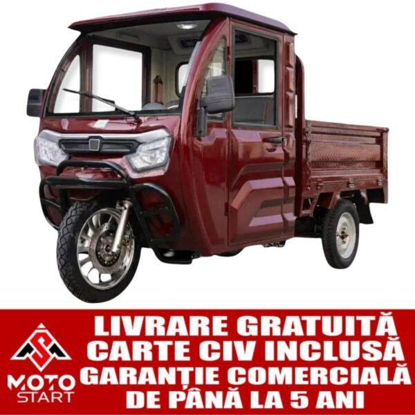 Triciclu electric, tricicleta cu cabină 3PLUSMOTO XF2200DZH, 3+KH06 RED, motor 2000 W, acumulator 72V/58Ah, viteza maxima 25 km/h, autonomie 59 km, afisaj LCD, 1 loc, roșu