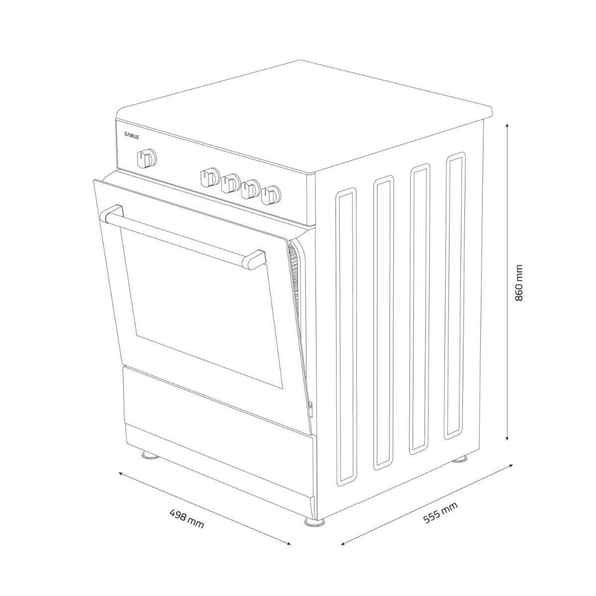 Aragaz Samus SM450APBS, 4 arzătoare, cuptor gaz 49L Aragaz Samus SM450APBS, 4 arzătoare, cuptor gaz 49L