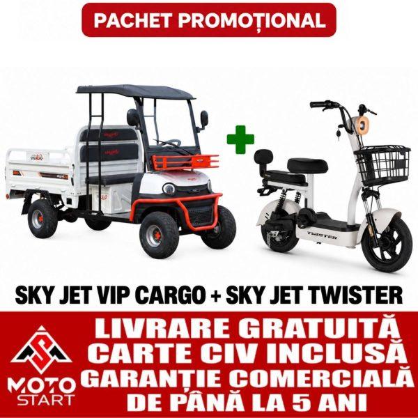 Pachet promoțional - Cvadriciclu electric SKY JET VIP CARGO + Scuter electric fără permis SKY JET TWISTER